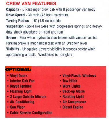 APV Crew Van features