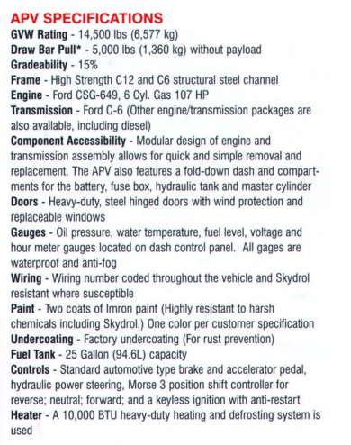 APV Crew Van specs
