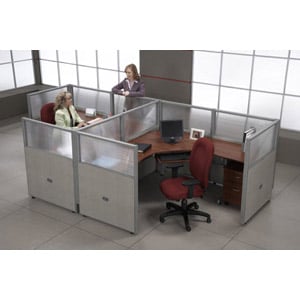 2 Workstation Unit — 1 x 2 Configuration 47″ Panel Height 72″ Desk Size