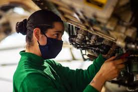 Aircraft Maintenance Technician Wearing Respirator