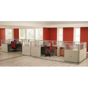 4 Workstation Unit 1 by 4 Configuration 47 Panel Height 72 Desk Size