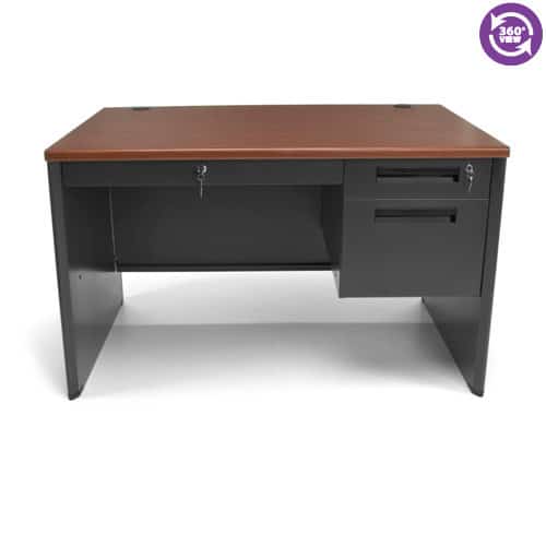 Executive Series Single Pedestal Panel End Desk with Center Drawer 29.50 by 47.25