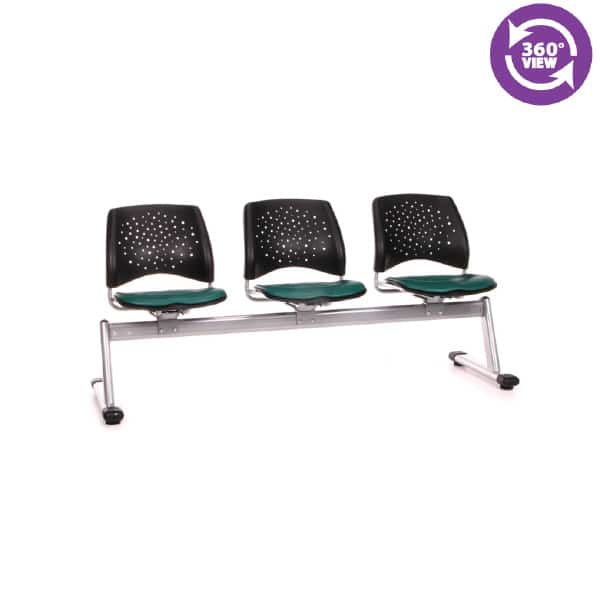 Stars 3-Unit Beam Seating with 3 Vinyl Seats