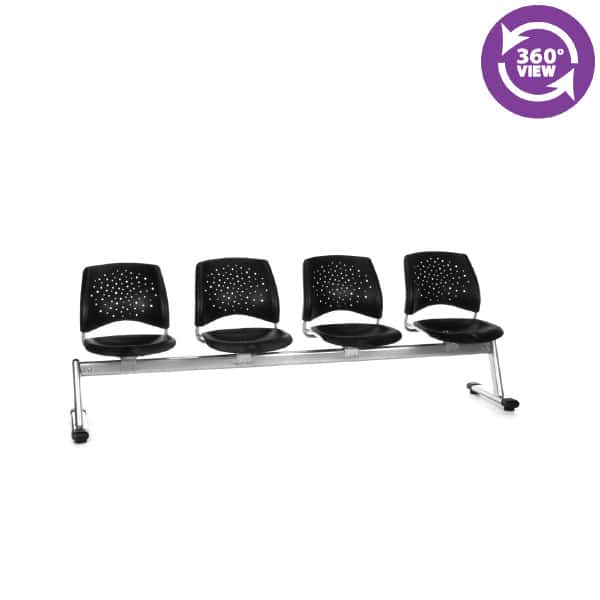 Stars 4-Unit Beam Seating with 4 Plastic Seats