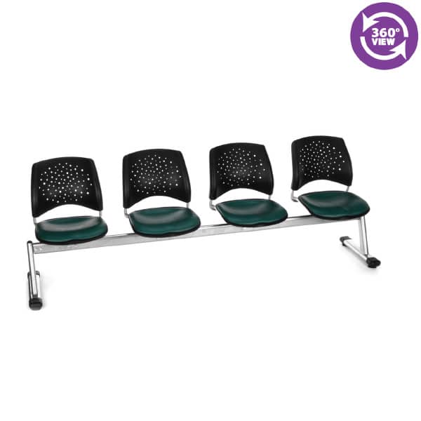 Stars 4-Unit Beam Seating with 4 Vinyl Seats
