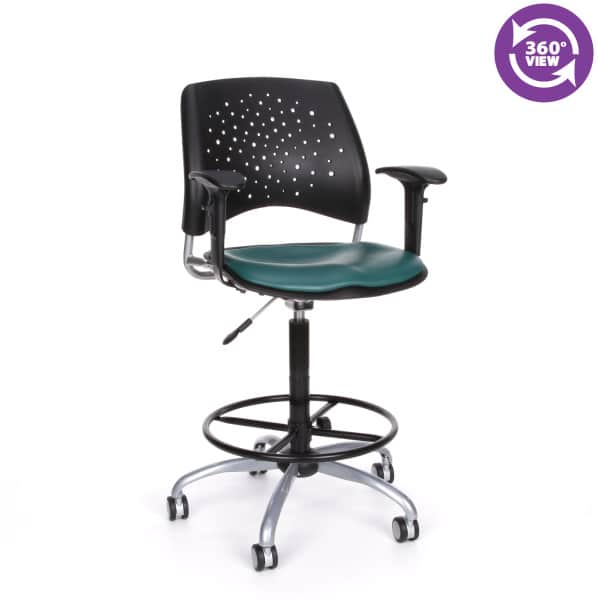 Stars Swivel Vinyl Chair with Arms and Drafting Kit