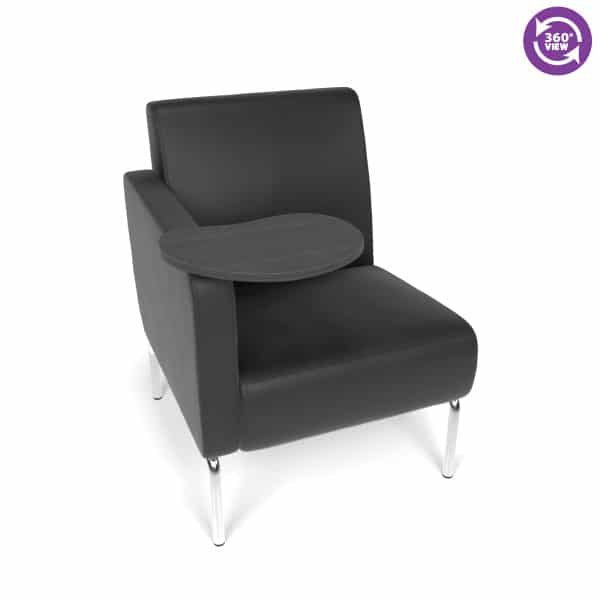 Triumph Series Right Arm Modular Lounge Chair with Tablet Vinyl Seat and Chrome Frame