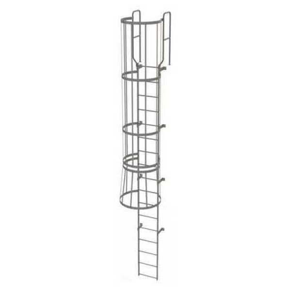16Ft Steel Fixed Ladder with Safety Cage - WLFC1217