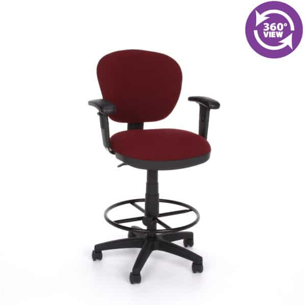 Lite Use Computer Task Stool with Arms and Drafting Kit