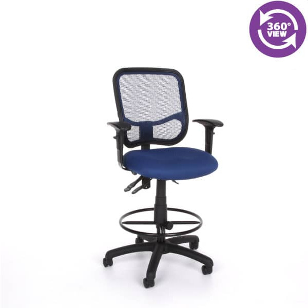 Mesh Comfort Series Ergonomic Task Chair with Arms and Drafting Kit
