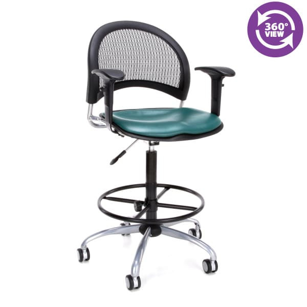 Moon Swivel Vinyl Chair with Arms and Drafting Kit
