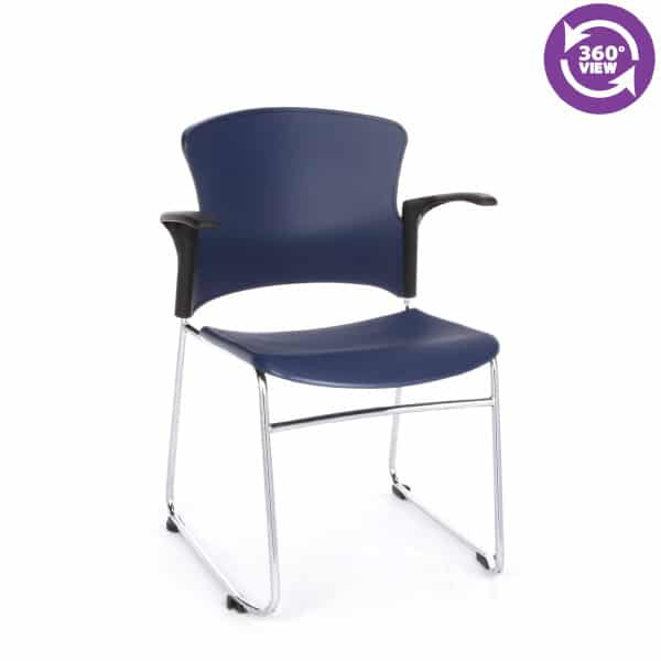 Multi-Use Stack Chair with Plastic Seat & Back with Arms