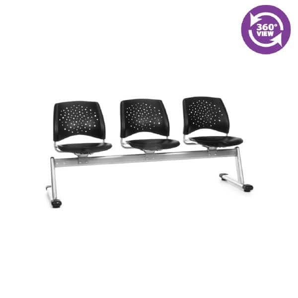 Stars 3-Unit Beam Seating with 3 Plastic Seats