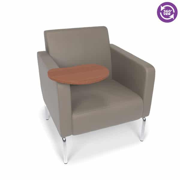 Triumph Series Lounge Chair with Tablet Vinyl Seat and Chrome Frame